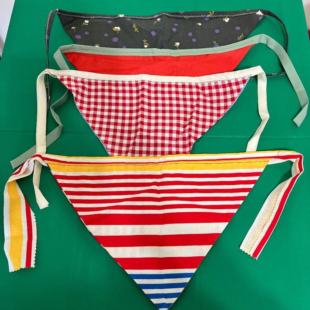 Handcrafted girls reversible triangle head scarf lot kerchief cottagecore